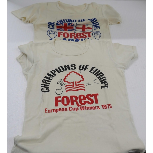 2130 - Four vintage Nottingham Forest t-shirts, some from 1970s and a World Cup España 1982 t-shirt