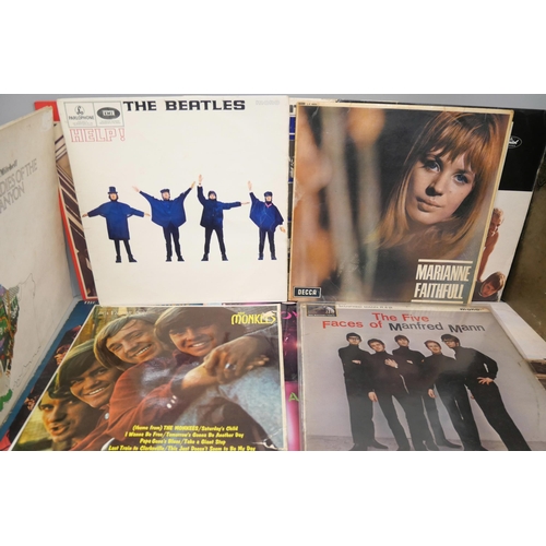 2141 - Fifteen LP records, mostly 1960s, original pressings, The Beatles, The Rolling Stones, The Beach Boy... 