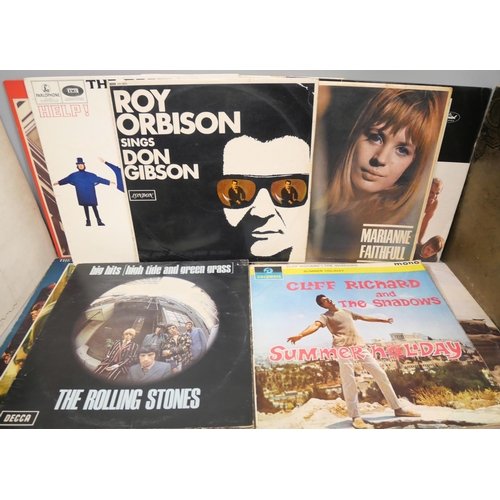 2141 - Fifteen LP records, mostly 1960s, original pressings, The Beatles, The Rolling Stones, The Beach Boy... 