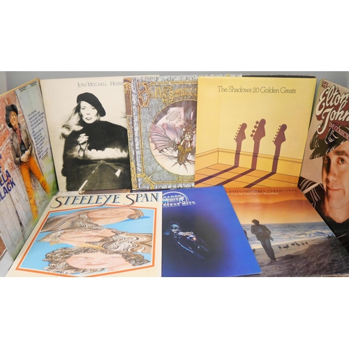 2142 - A box of rock and pop LP records, various including The Best of Nice, Bob Dylan, Cat Stevens, Jeff B... 