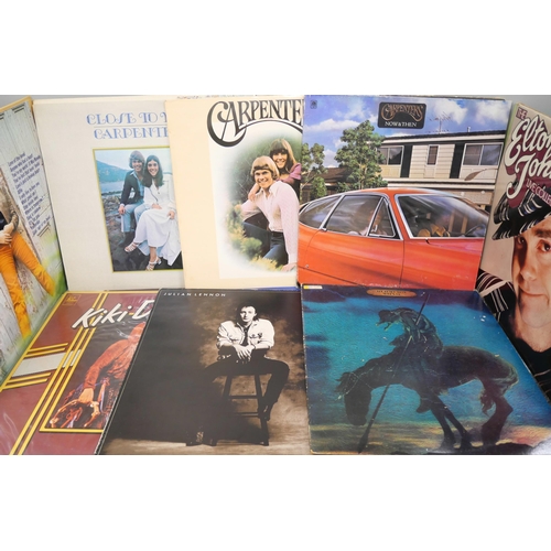 2142 - A box of rock and pop LP records, various including The Best of Nice, Bob Dylan, Cat Stevens, Jeff B... 