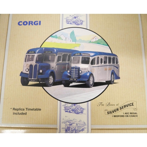 2150 - A collection of Corgi and Matchbox model vehicles including a Routemasters In Exile set, Atlas Jet A... 