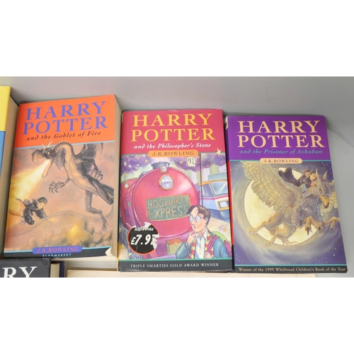 2164 - Seven Harry Potter books including three First Editions, Harry Potter and The Order of the Phoenix, ... 