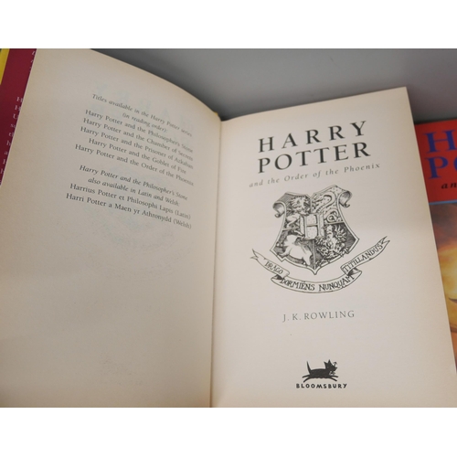 2164 - Seven Harry Potter books including three First Editions, Harry Potter and The Order of the Phoenix, ... 