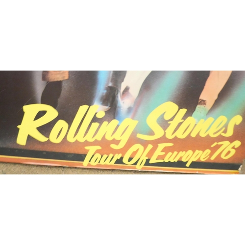 2202 - A Rolling Stones 1976 European Tour poster, glued onto board