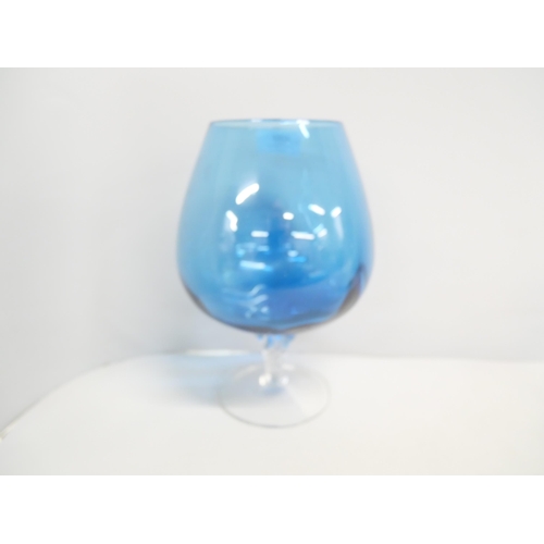 2218 - A collection of assorted glass, including a mid Century Czech studio art glass vase, blue brandy gob... 