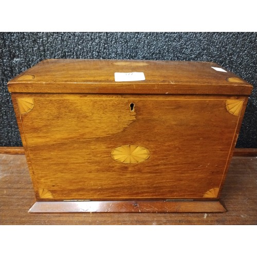 377 - An Edward VII inlaid mahogany desk top stationery cabinet