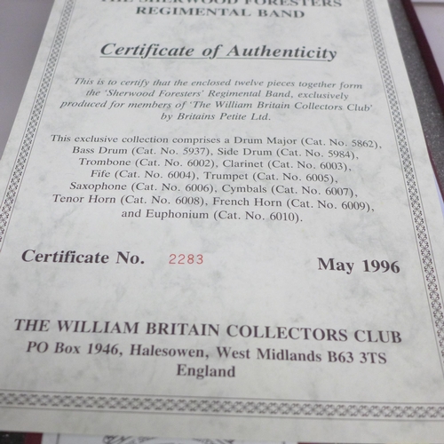 2226 - A William Britain Collectors Club 1996 The Sherwood Foresters Regimental band set, boxed