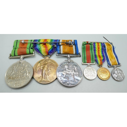 2242 - A pair of World War I medals, 3202 Pte. J. Elliott Notts & Derby Regiment, a World War II medal and ... 