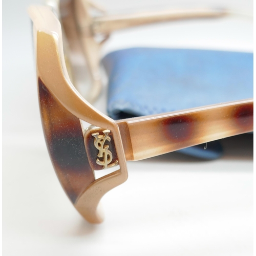 2245 - An original pair of lady's tortoiseshell graduated to clear Yves Saint Laurent 1970s vintage sunglas... 