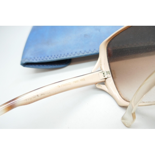 2245 - An original pair of lady's tortoiseshell graduated to clear Yves Saint Laurent 1970s vintage sunglas... 