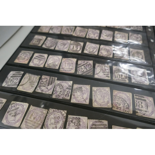 2255 - A collection of stock sheets with 19th Century one penny Victorian lilac stamps, double sided (900+)