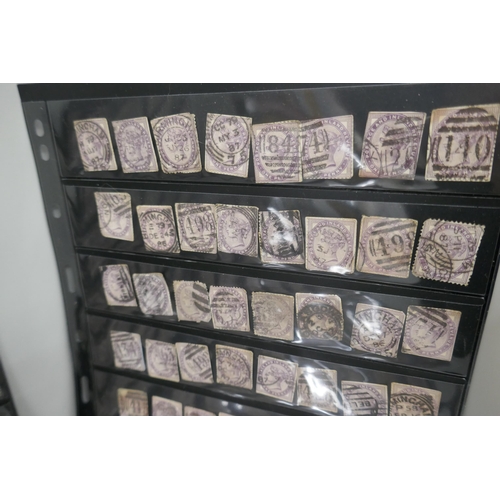 2255 - A collection of stock sheets with 19th Century one penny Victorian lilac stamps, double sided (900+)