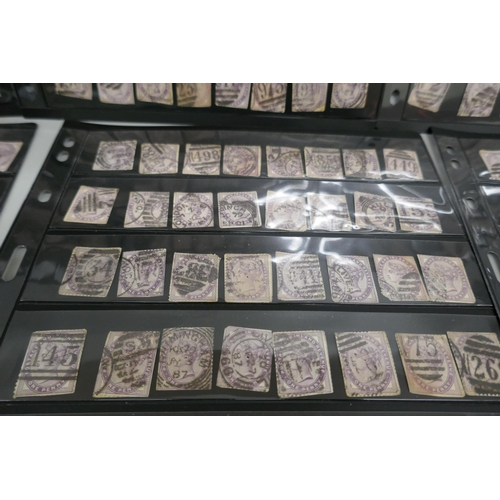 2255 - A collection of stock sheets with 19th Century one penny Victorian lilac stamps, double sided (900+)