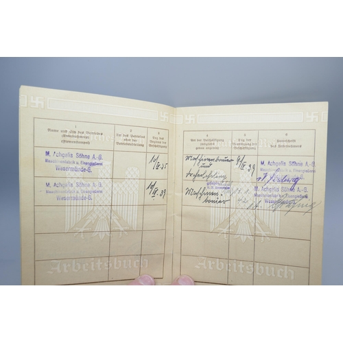 2271 - A German Work pass, 1935 to 1942, to Paul Jaeger, issued to war worker as a machinist