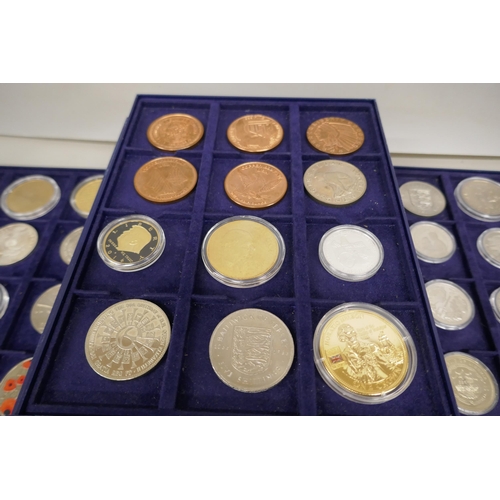 2282 - 36 mixed coins in MDM 3 drawer case including 5 x Five Pounds coins