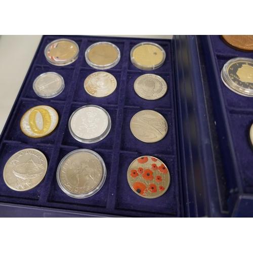 2282 - 36 mixed coins in MDM 3 drawer case including 5 x Five Pounds coins