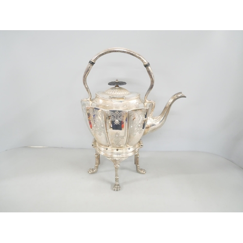 2285 - A silver plated spirit kettle and stand