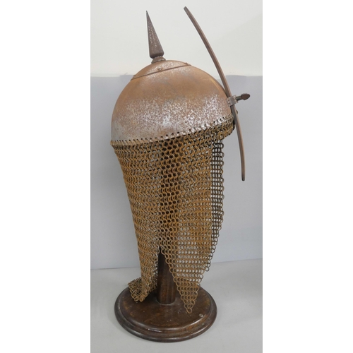 2294 - A replica Indo-Persian Kulah Khud helmet with chainmail neckguard