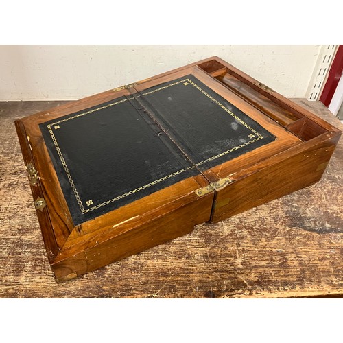 390 - A Victorian walnut and brass mounted writing slope