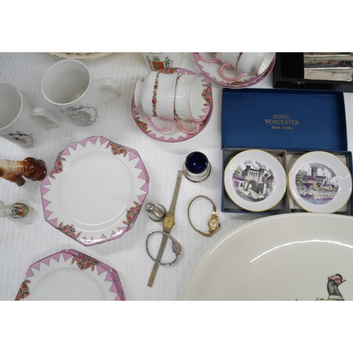 2350 - A box of mixed china, etc., including a part Paragon china tea set, an Alfred Meakin pudding set, co... 