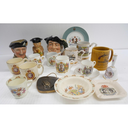 2370 - Two boxes of china; character jugs and Toby jugs including Winston Churchill, Mine Host, Old Charley... 