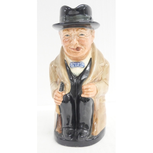 2370 - Two boxes of china; character jugs and Toby jugs including Winston Churchill, Mine Host, Old Charley... 