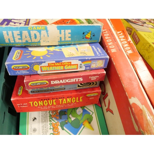 2377 - A large collection of vintage board games including three Monopoly, Only Fools and Horses, Tongue Ta... 