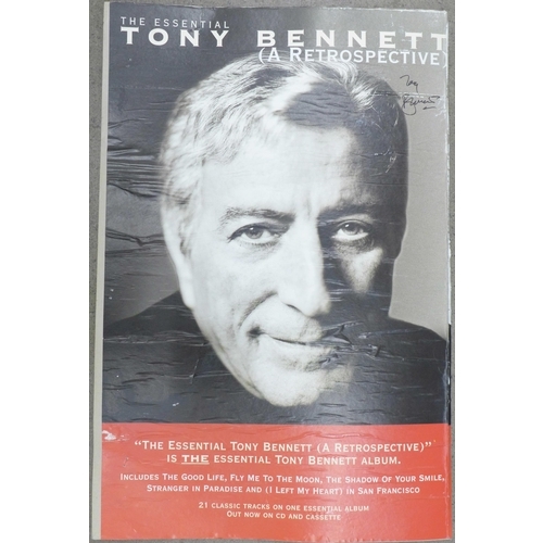 2060 - A Tony Bennett signed poster on board, double sided, signed on one side, 49cm wide