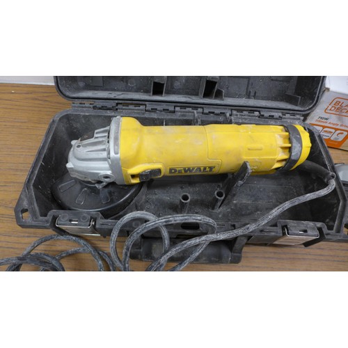 5046 - A Dewalt DWE4206K 240v angle grinder in case and a Black and Decker BEG010 240v angle grinder