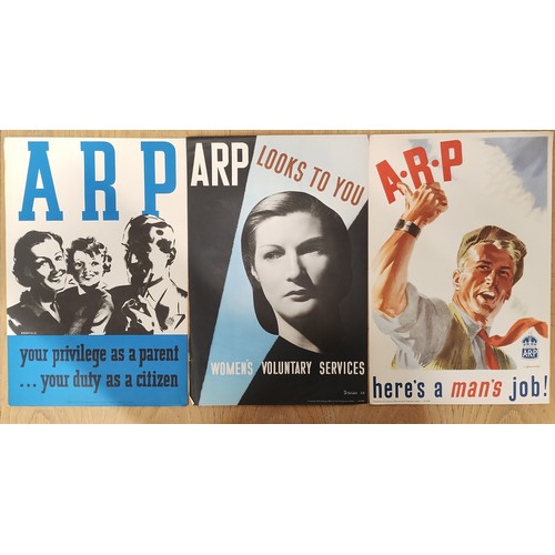 435 - A group of three original World War II ARP recruitment posters