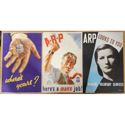 436 - A group of three original World War II ARP recruitment posters