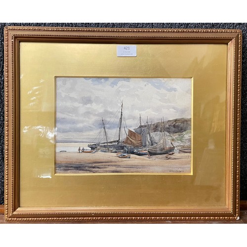 421 - George Davies, coastal scene, watercolour, dated '93, framed