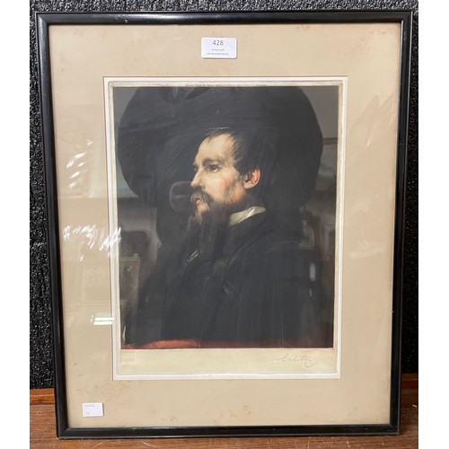 428 - After Frederick Leighton, portrait of Sir Richard Francis Burton, signed mezzotint, framed