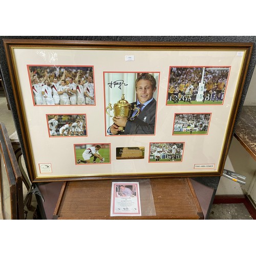 456 - A framed 2003 Rugby World Cup, Jonny Wilkinson mounted display, bearing signature