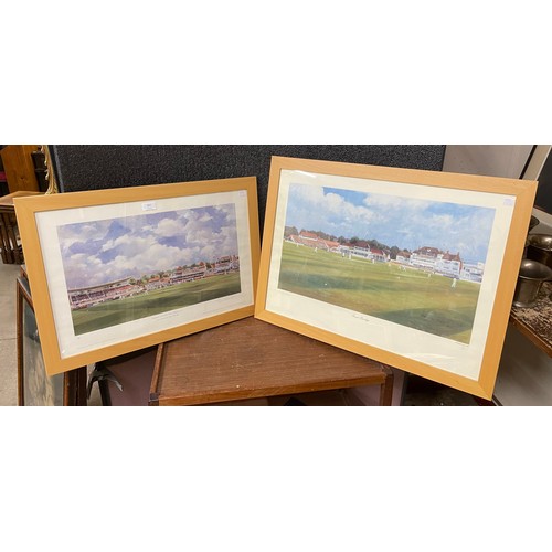 457 - Two signed limited edition prints of Trent Bridge Cricket Ground, by Mark Cookson and Jocelyn Galswo... 