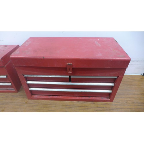 5065 - Two metal red tool boxes - one Stack-on and one other