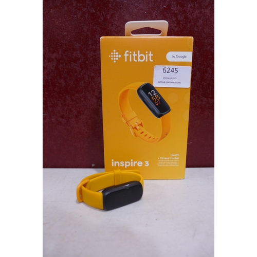 6245 - Fitbit Inspire 3 fitness tracker with yellow activity band RRP £84.99 *This lot is subject VAT