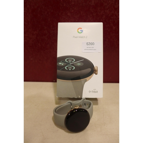 6260 - Google Pixel Watch 2 Bluetooth smart watch - champagne gold case/hazel active band *This lot is subj... 