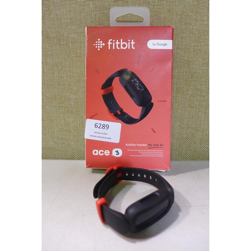 6289 - Fitbit Ace 3 activity tracker for kids with black and red wristband *This lot is subject to VAT