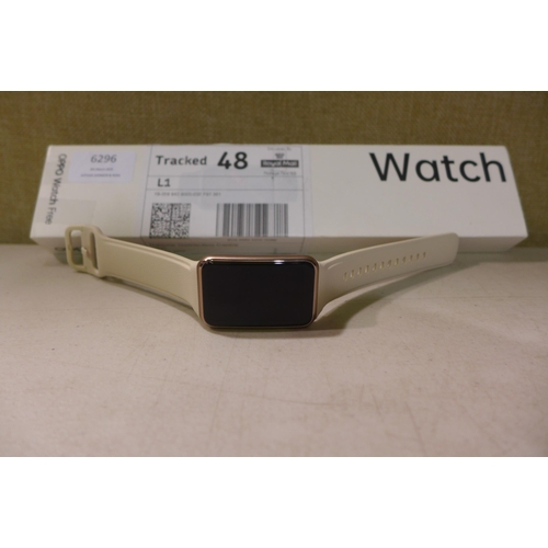6296 - Oppo Watch Free smart watch with cream wrist band, model no: OWWE201 *This lot is subject to VAT