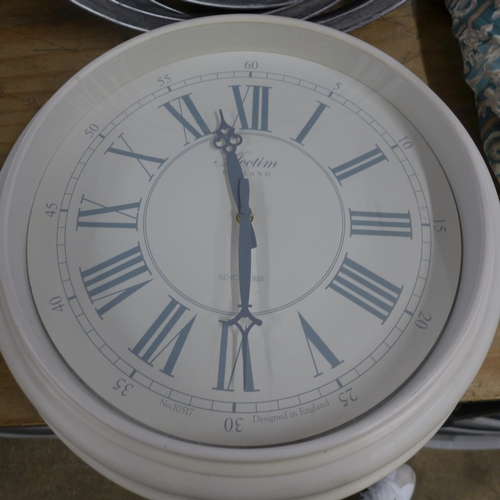 5218 - A quantity of household items including 2 clocks, a roller blind and 3 parasols