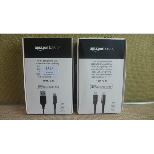 6346 - Two 3m charging cables: USB-A to lightning & USB-C to lightning *This lot is subject to VAT