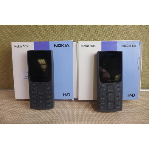 6347 - Two Nokia 105 dual sim mobile phones, model no: TA-1557 *This lot is subject to VAT