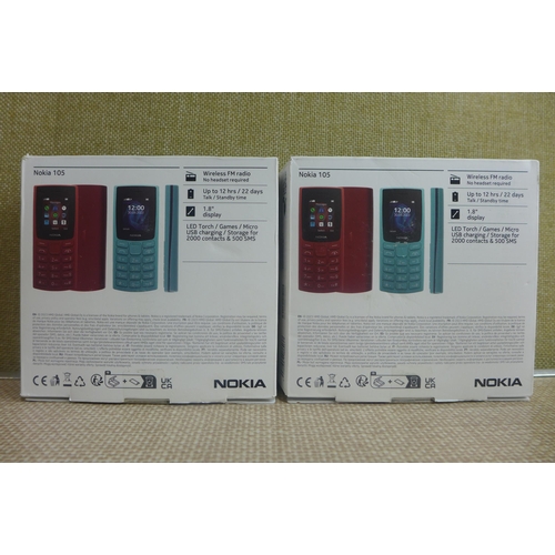 6348 - Two Nokia 105 dual sim mobile phones, model no: TA-1557 *This lot is subject to VAT