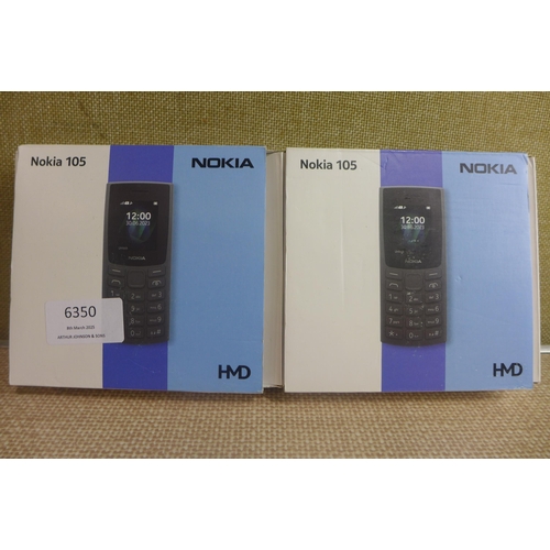 6350 - Two Nokia 105 dual sim mobile phones, model no: TA-1557 *This lot is subject to VAT