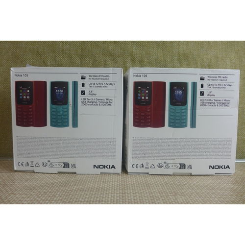 6350 - Two Nokia 105 dual sim mobile phones, model no: TA-1557 *This lot is subject to VAT