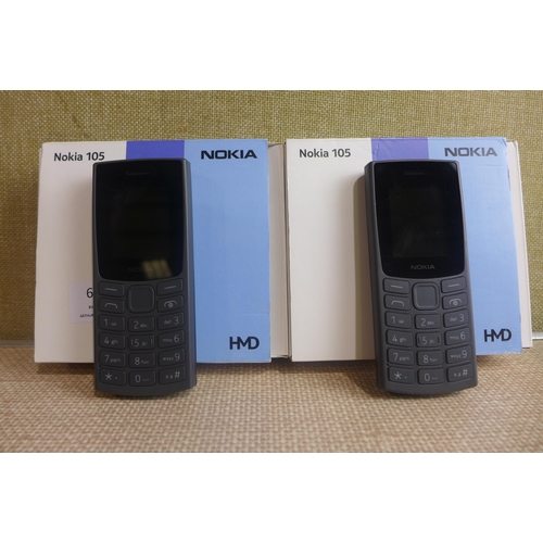 6350 - Two Nokia 105 dual sim mobile phones, model no: TA-1557 *This lot is subject to VAT