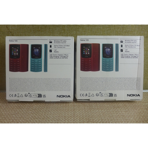 6351 - Two Nokia 105 dual sim mobile phones, model no: TA-1557 *This lot is subject to VAT