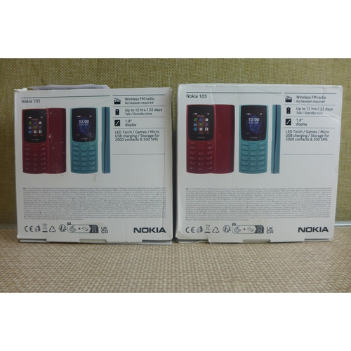 6352 - Two Nokia 105 dual sim mobile phones, model no: TA-1557 *This lot is subject to VAT